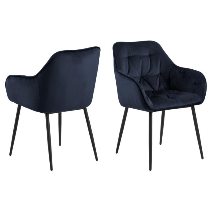 Pack 2 sillones comedor azul noche CLEMENS