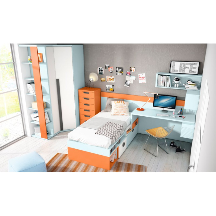 Cama juvenil y zona estudio Robin
