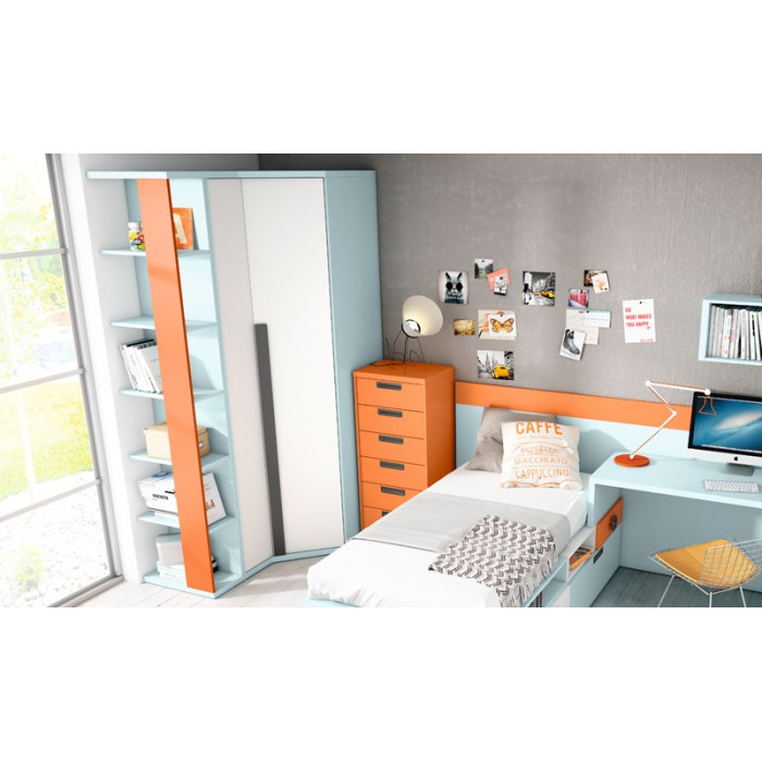 Armario esquinero con estantería Robin