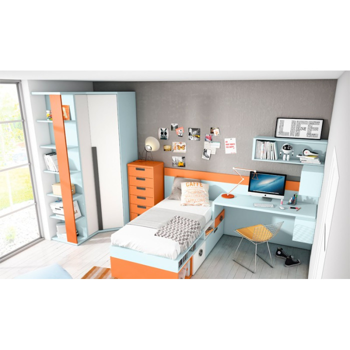 Armario esquinero con estantería Robin