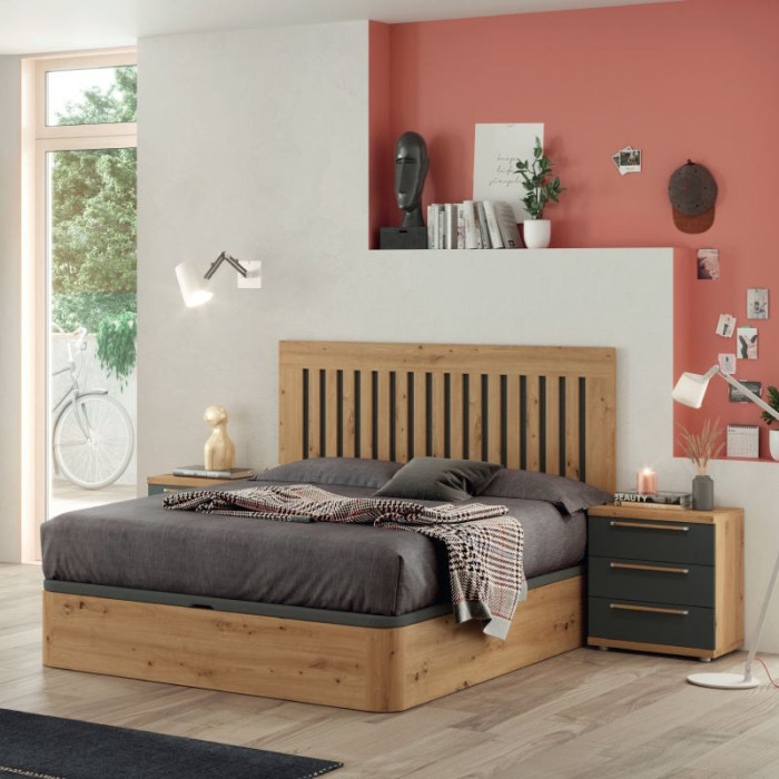 CONJUNTO DE DORMITORIO ALTO CABECERO + MESILLAS PARA 150 cm. OPCIONES  CABECERO Y MESILLAS SIN CANAPÉ