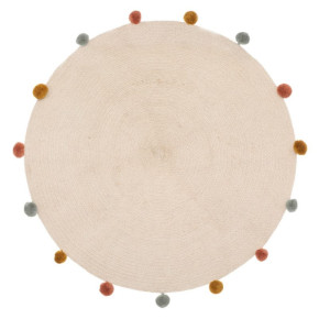 Alfombra redonda crema con pompones BOOP