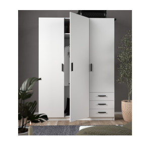 Armario 3 puertas abatibles acabado en blanco 180 cm(alto)120 cm(ancho)50 cm (fondo)