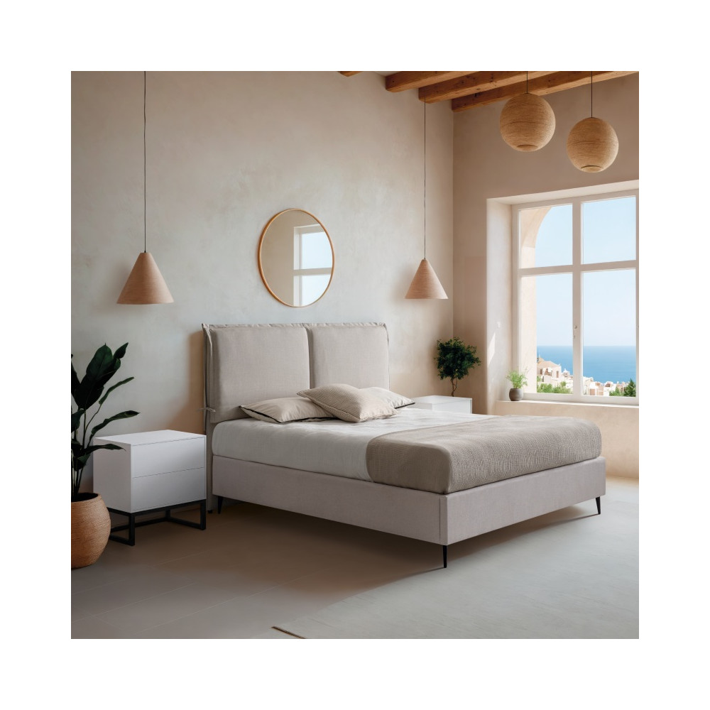 Cama canapé tapizada con patas NOMA