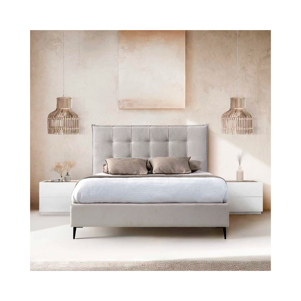Cama con canapé tapizada con patas ELVA