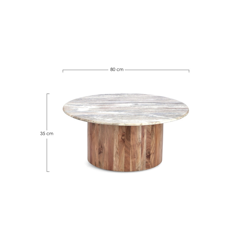 Mesa auxiliar tapa mármol UMBRA