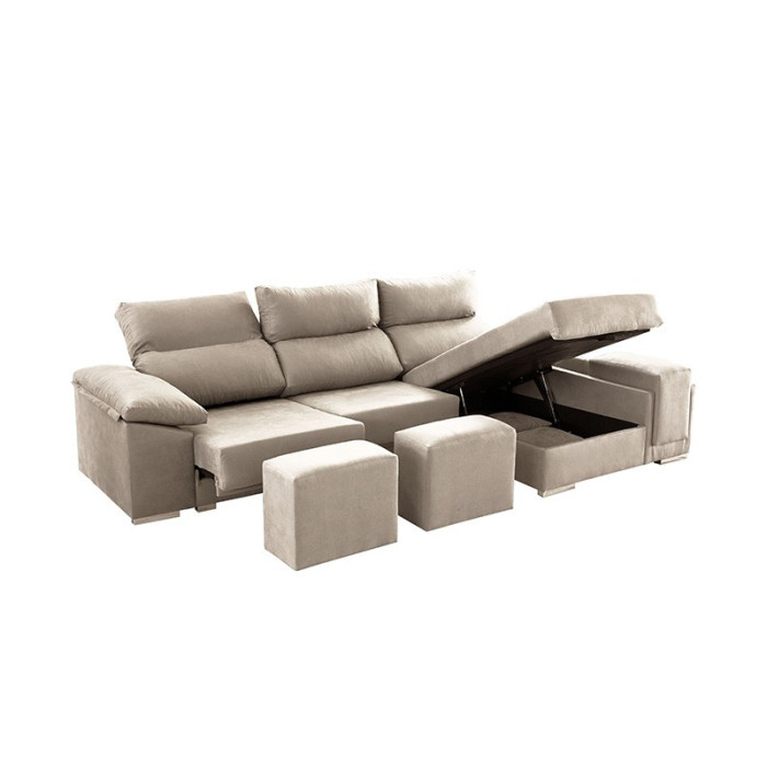 SOFÁ 3 PLAZAS CON CHAISE LONGUE KERITA