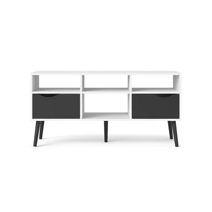 MESA DE TV  DOS CAJONES Y CUATRO HUECOS OSLO