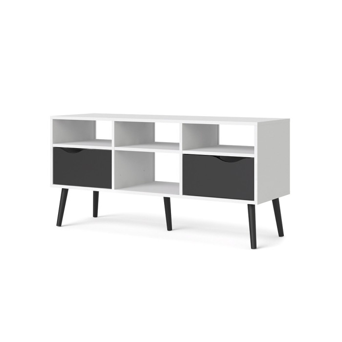 MESA DE TV  DOS CAJONES Y CUATRO HUECOS OSLO