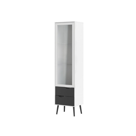 VITRINA UNA PUERTA CRISTAL Y DOS CAJONES OSLO