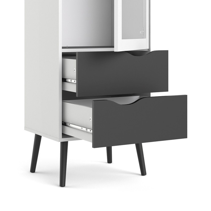 VITRINA UNA PUERTA CRISTAL Y DOS CAJONES OSLO VITRINA UNA PUERTA CRISTAL Y DOS CAJONES OSLO