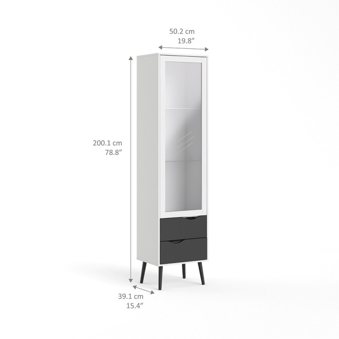 VITRINA UNA PUERTA CRISTAL Y DOS CAJONES OSLO VITRINA UNA PUERTA CRISTAL Y DOS CAJONES OSLO