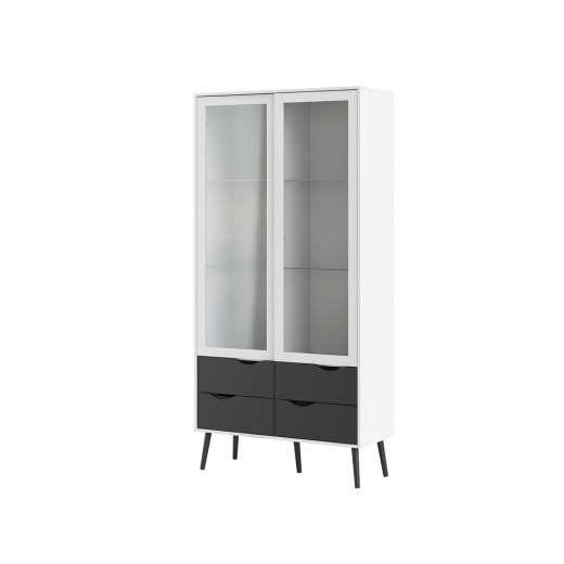 VITRINA DOS PUERTAS CRISTAL Y CUATRO CAJONES OSLO