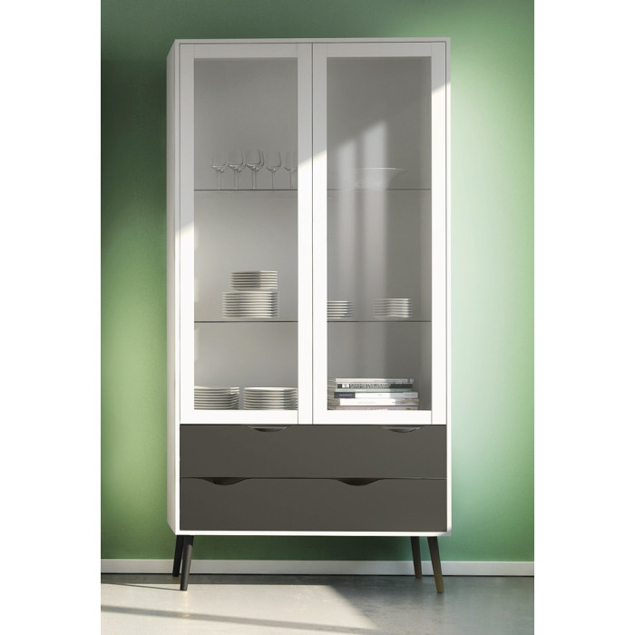 VITRINA DOS PUERTAS CRISTAL Y CUATRO CAJONES OSLO VITRINA DOS PUERTAS CRISTAL Y CUATRO CAJONES OSLO