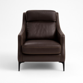 Sillón de piel marrón patas metálicas GOUDA