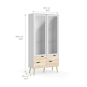 VITRINA DOS PUERTAS CRISTAL Y CUATRO CAJONES DELTA