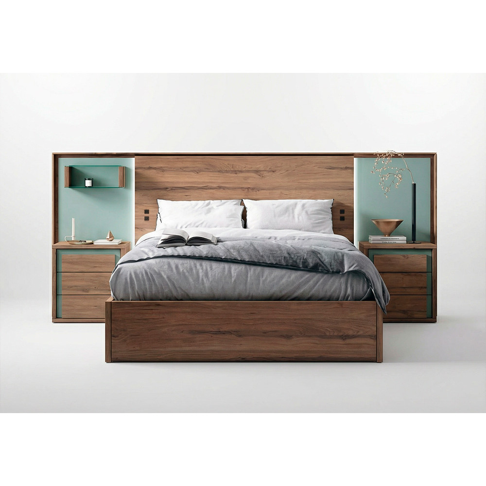 Dormitorio cabecero corrido con led+ 2 mesillas SOULMATE