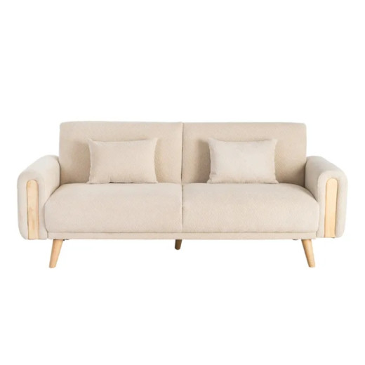 Sofá cama beige patas madera LINO