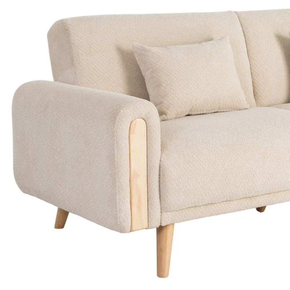 Sofá cama beige patas madera LINO