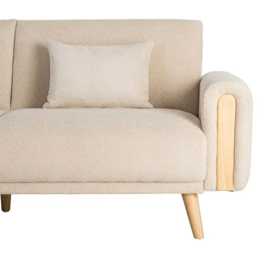 Sofá cama beige patas madera LINO