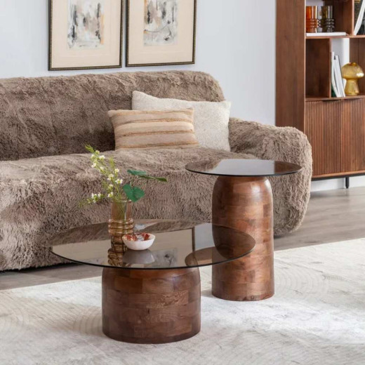 Mesa de centro madera cristal NAO