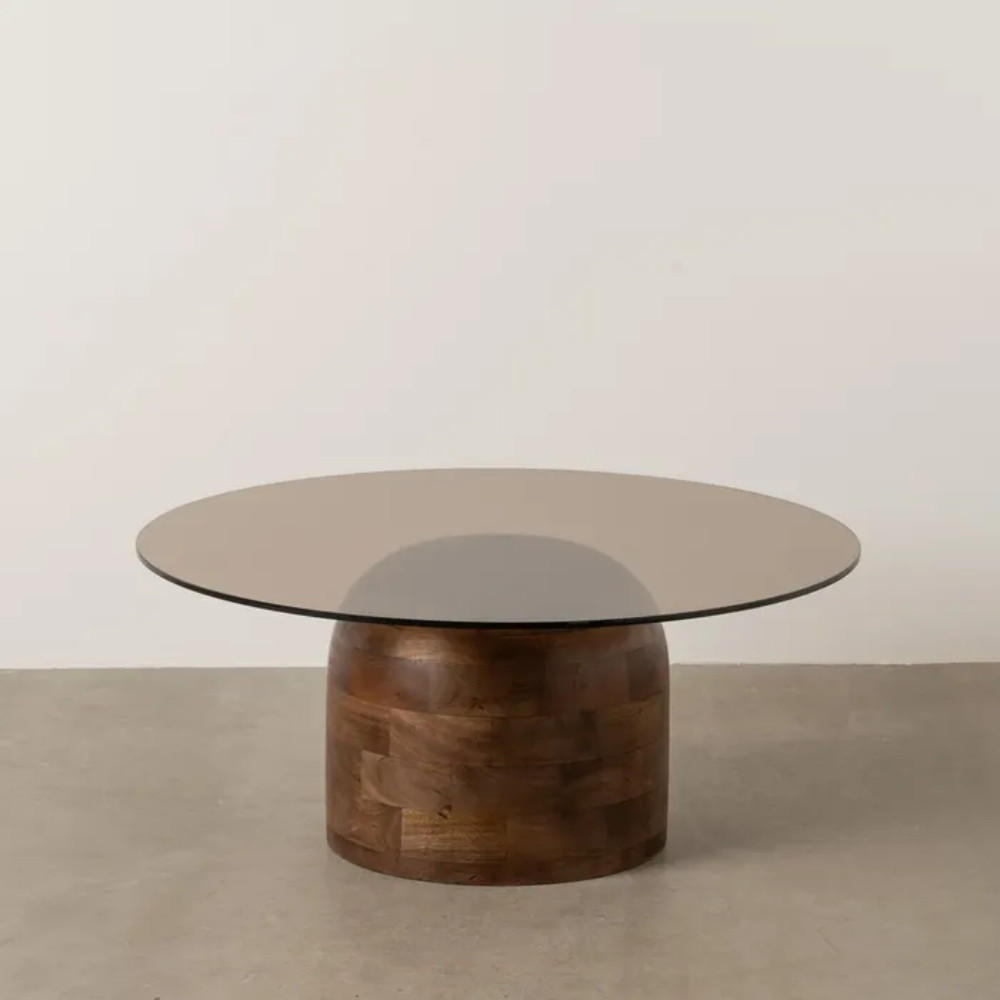 Mesa de centro madera cristal NAO