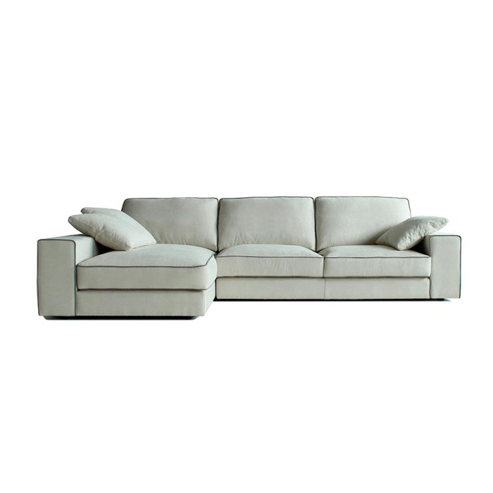 ▷ Sofá Chaiselongue Meleagro Modular Tela Color Gris Claro 244x146x81 Cm