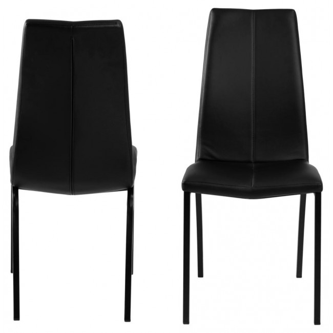 Pack de 4 sillas tapizadas en símil piel Negra