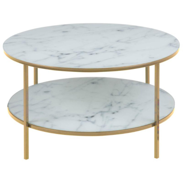 MESA DOBLE BLANCA PATAS DORADAS ALYSA