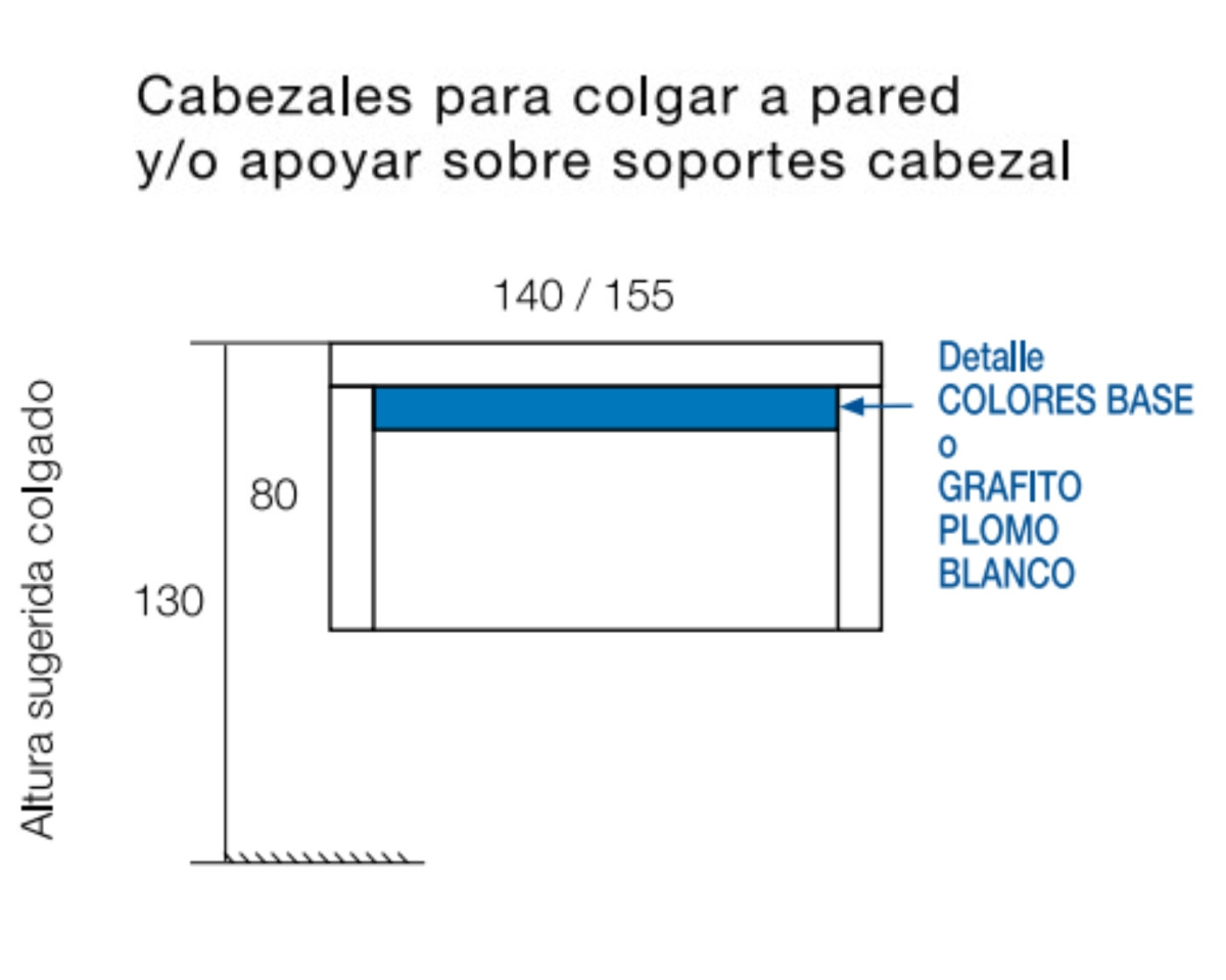Cabecero Cama 150 en Roble y Blanco (Largo 155 cm/Alto 60 cm/Grosor 3 cm)
