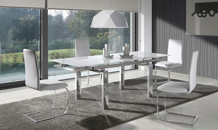 Mesa de comedor extensible de cristal Selena