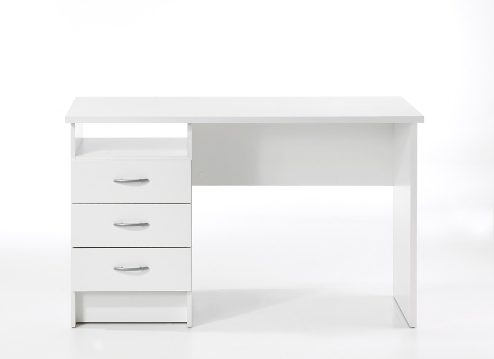 MESA ESCRITORIO C/3 CAJONES MADERA/ACERO BLANCO BRILLO