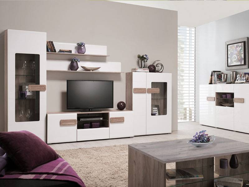 Mueble TV Aparador para TV Mueble de televisión alto brillo blanco